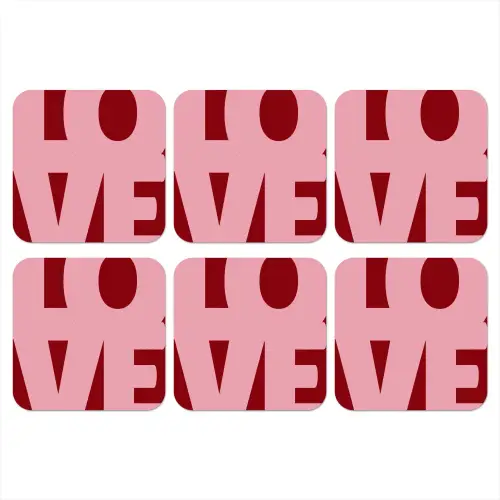 Love - Rood - Blokletters onderzetter kurk middel -3d