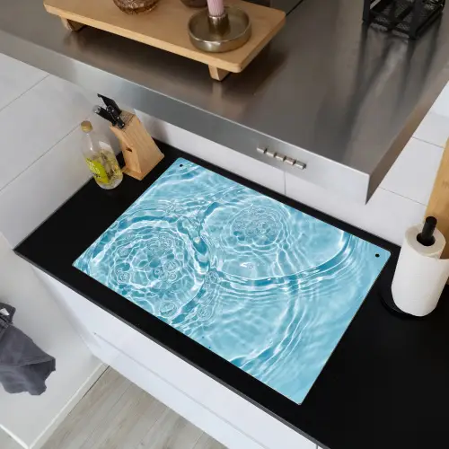 Water - Blauw - bubbels Inductie beschemer met haakjes klein -sfeer1