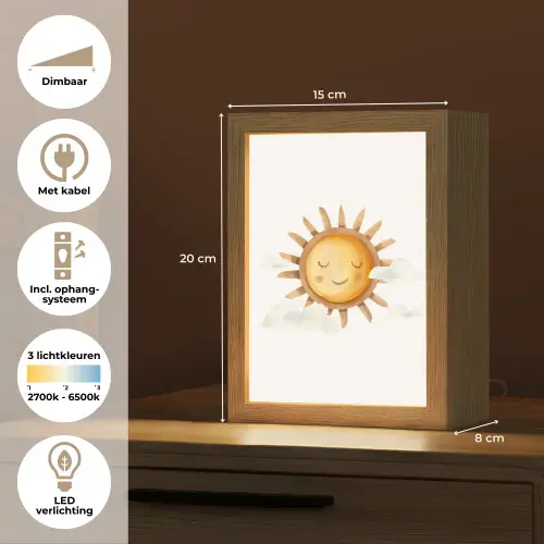 Zon - Wolken - Pastel kleuren Light Box met kabel klein -USP_NL