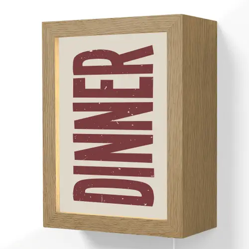 Eten - Decoratie - Rood - Vintage Light Box met kabel (Wandlamp) klein -3d
