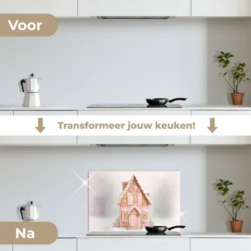 Huisje - Suiker - Pastel keuken achterwand spatscherm klein -voor_na_NL
