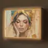 Vrouwen - Portret - Luxe - Goud Light Box met batterij (Wandlamp) middel -z3d_website