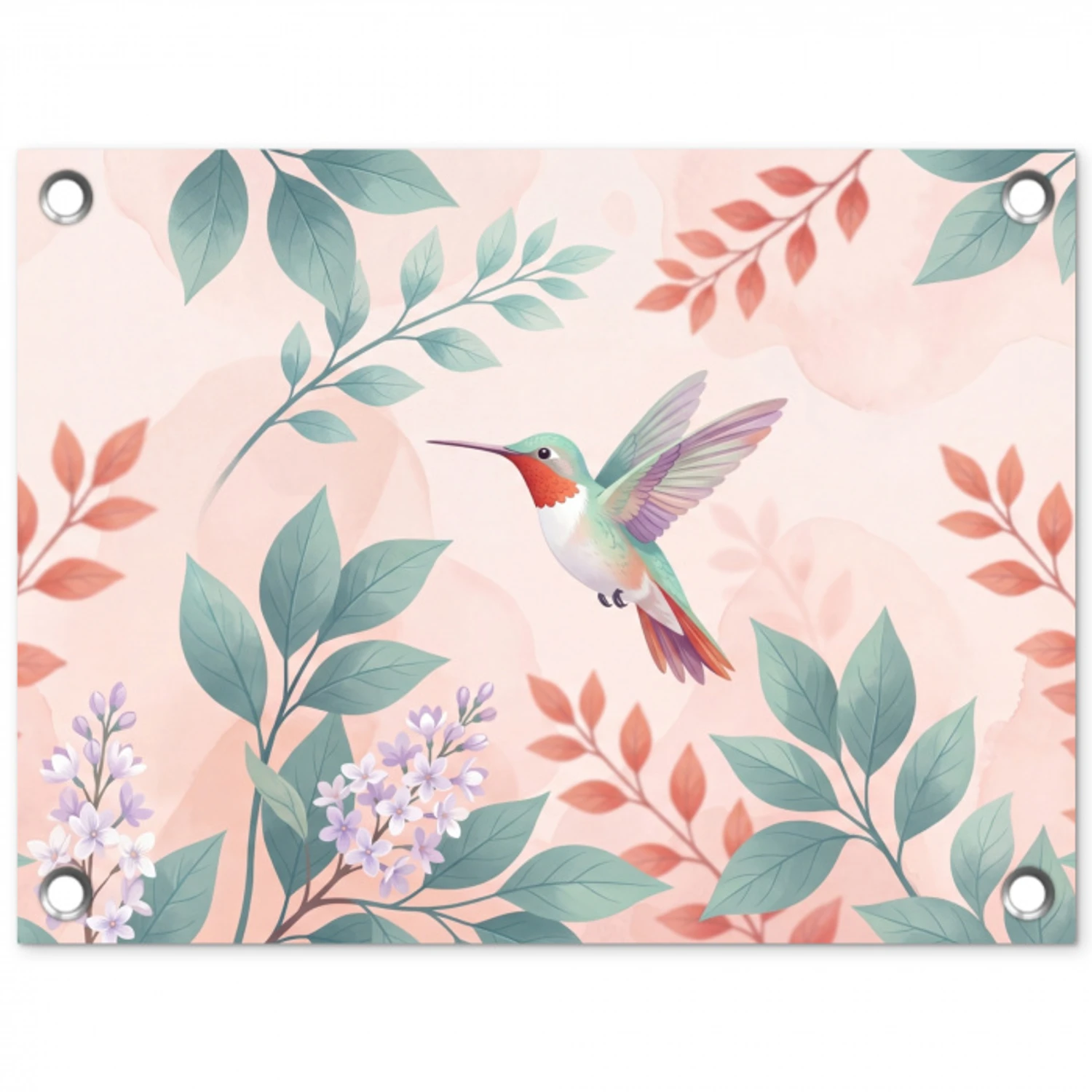 Kolibrie - Vliegen - Natuur - Illustratie - Kleurrijk tuinposter los doek klein -3d