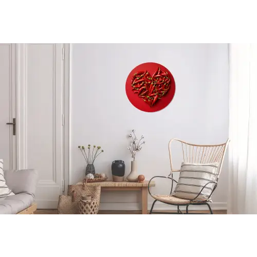 Pepers - Rood - Hart Wandcirkel aluminium klein -woonkamer