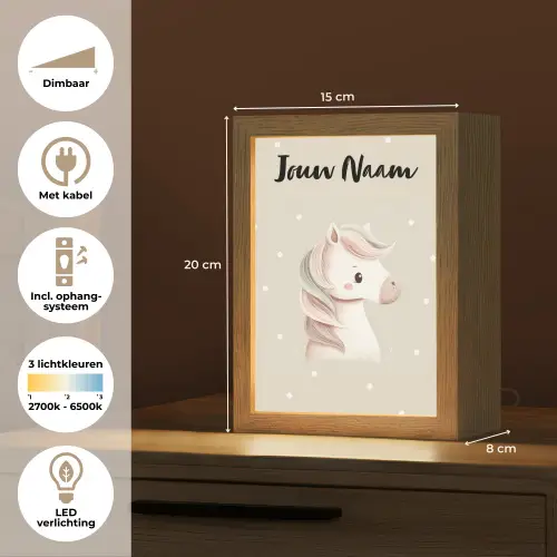 Beige - Pony - Manen - Stippen Light Box met kabel (Kinderlampje) klein -USP_NL