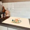 Oranje - Theepot - Bloemen - Bladeren Inductie beschermer vinyl 3mm klein -sfeer3