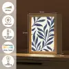 Bladeren - Klimop - Donkerblauw Light Box met kabel (Tafellamp) klein -USP_NL