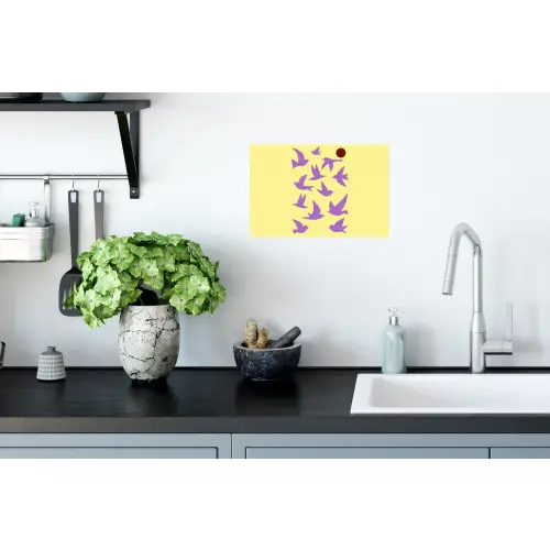 Vogels - Cirkel - Geel - Beweging Muursticker klein -keuken