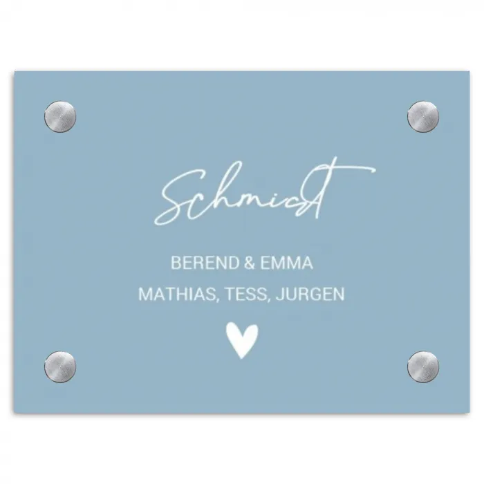 Effen - Lichtblauw - Sierlijk Naambord Rechthoek middel -3d