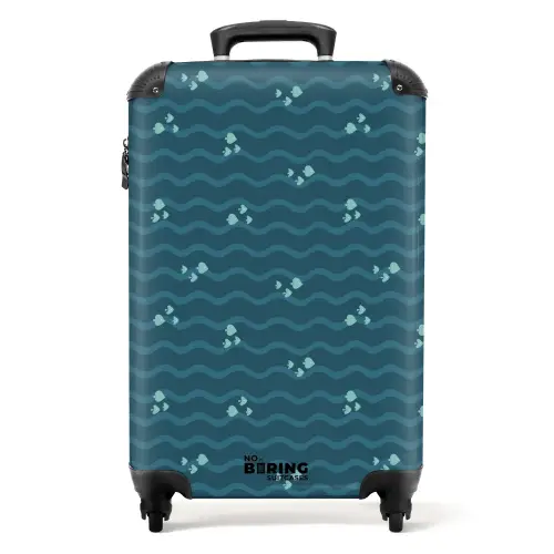 Zee met vissen patroon groen blauw NBS - Handbagage koffer - Kinderen Unisex middel -productfoto_recht