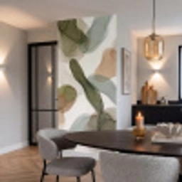 Abstract - Vormen - Modern - Kunst - Groen - Bruin Behang Vlies klein -sfeer3