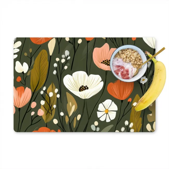 Bloemen - Illustratie - Groen Placemat vinyl groot -zzzproduct_Kitchenyeah-website