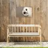 Uil - Bruin - Wit Tuinposter op houten frame 2 cm dik klein -sfeer4