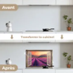 Doorkijk - Lavendel - Landschap - Bloemen - Paars keuken achterwand spatscherm klein -voor_na_FR