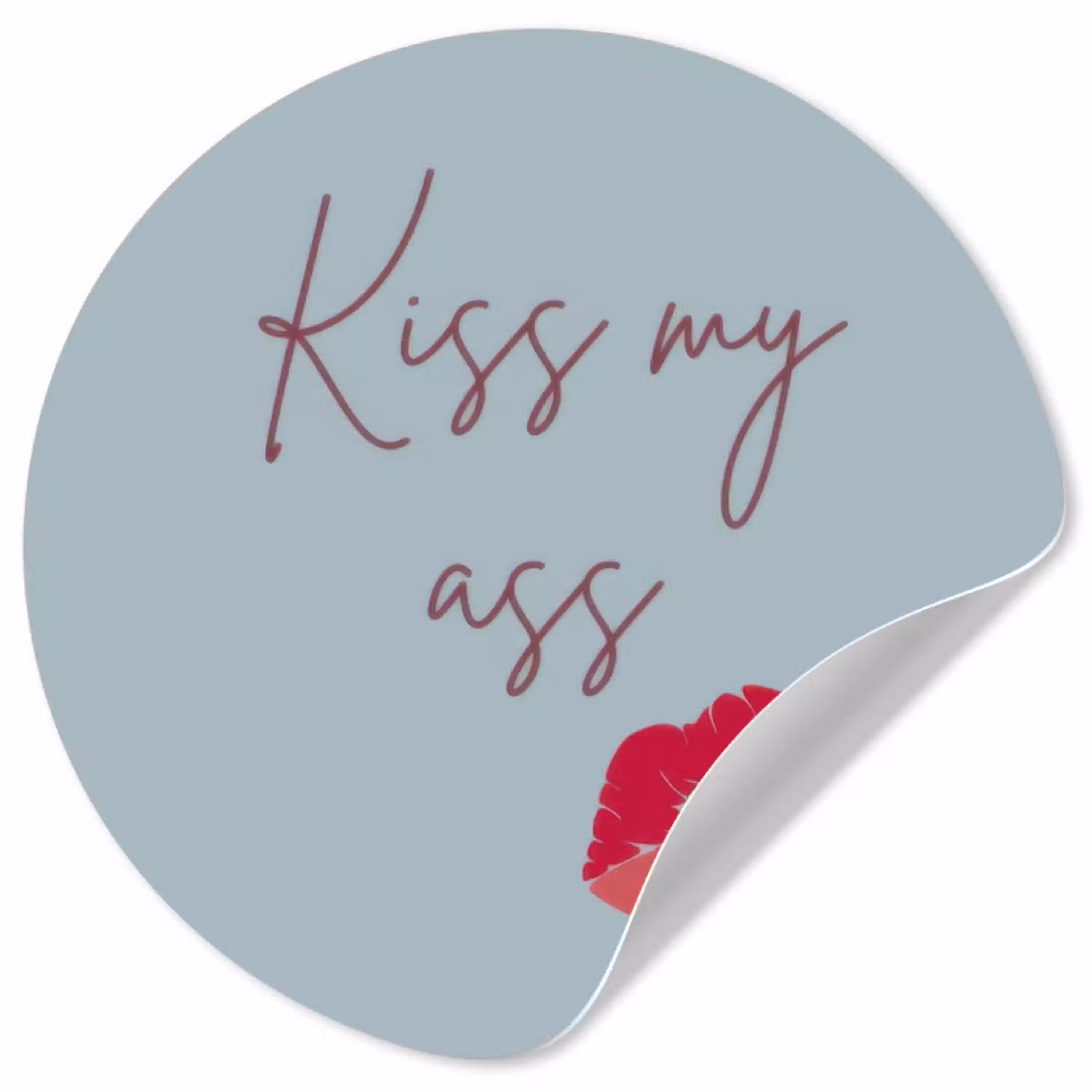 Kiss my ass - Lip - Blauw Wandcirkel behangsticker klein -3d
