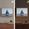 Zeilboot - Zee - Blauw Light Box met batterij (Wandlamp) middel -sfeer3