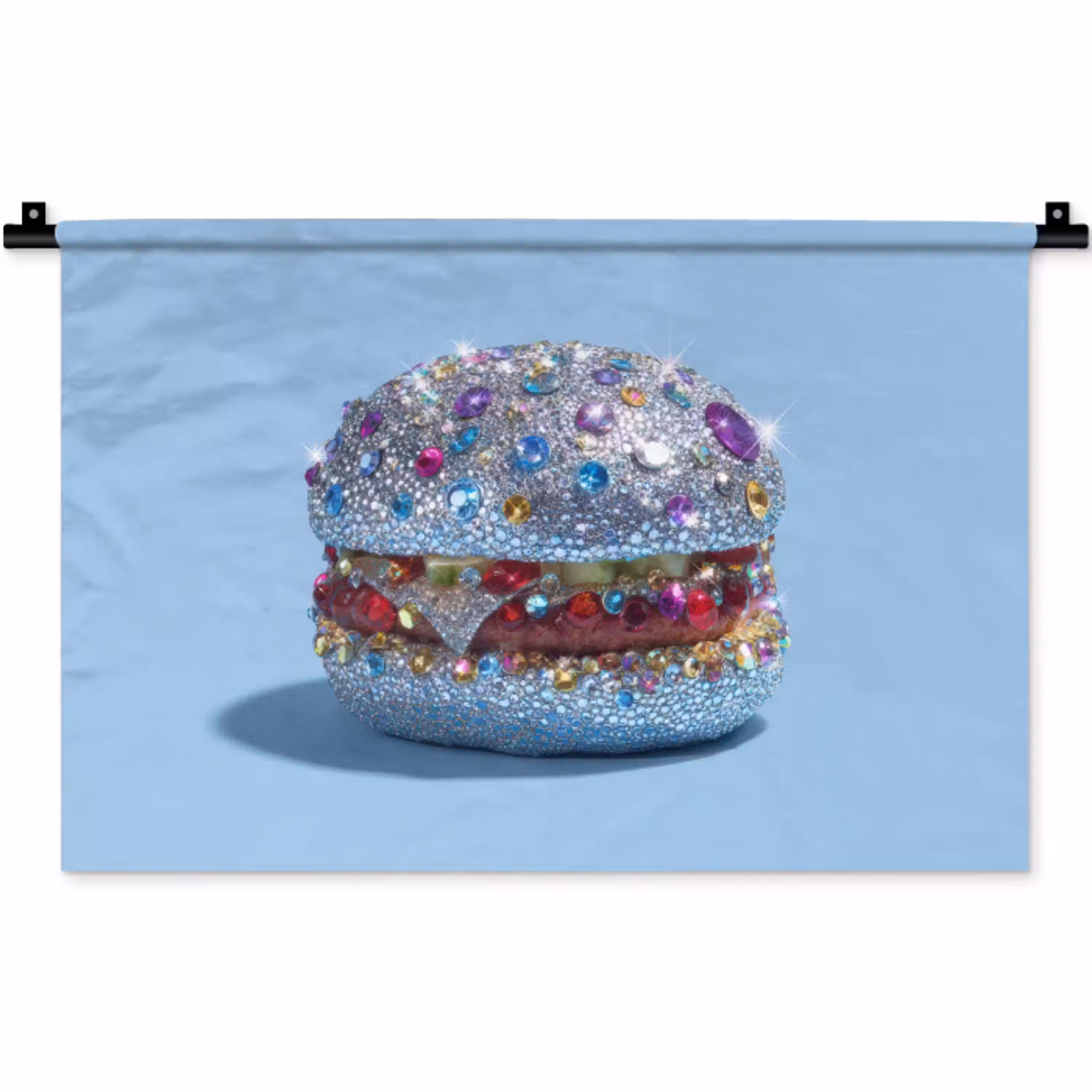 Glitters - Hamburger - Blauw Wandkleed katoen klein -zz3d