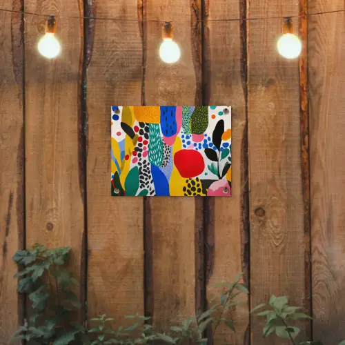 Stippen - Vormen - Modern - Kleuren tuinposter los doek klein -sfeer1