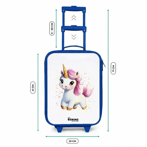 Witte eenhoorn met roze manen Kinderkoffer - Blauw klein -productfoto_formaten