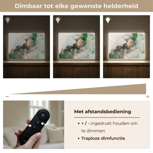 Marmer - Goud - Groen - Luxe Light Box met batterij (Wandlamp) middel -USP_dimbaarNL