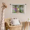 Hortensia - Doorkijk - Bloemen - Zomer - Paars - Pad Wandkleed katoen klein -wsfeer5_kind