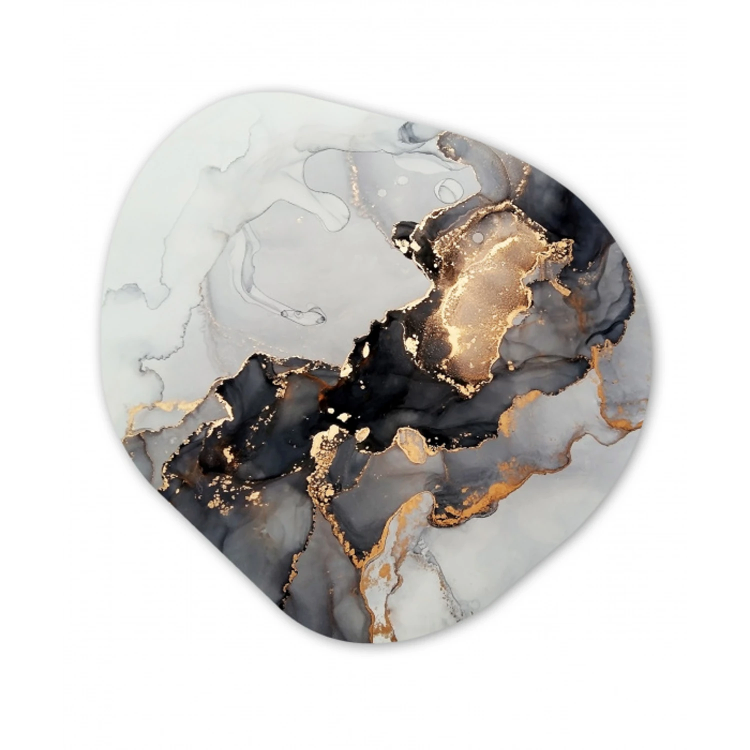Zwart - Marmer - Luxe - Goud Wandcirkel Organisch Forex 3mm klein -3d