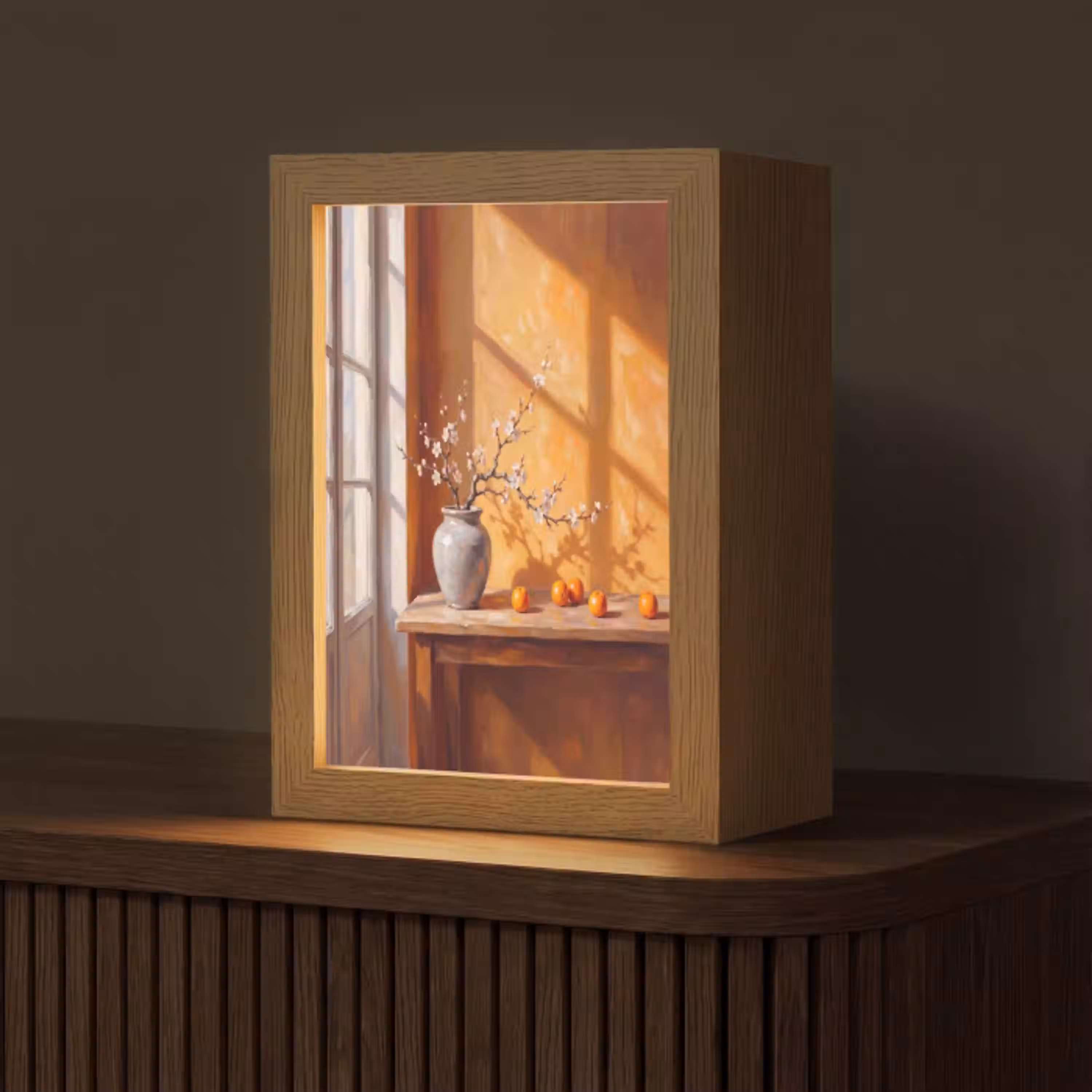 Witte bloemen - Stilleven Light Box met kabel (Tafellamp) klein -z3d_website