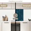 Visgraatmotief - Tegels - Diepblauw keuken achterwand 2 middel 865 -voor-na2_ES