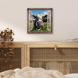 Doorkijk - Koe - Weiland - Dieren - Natuur aluminium wit klein -sfeer3