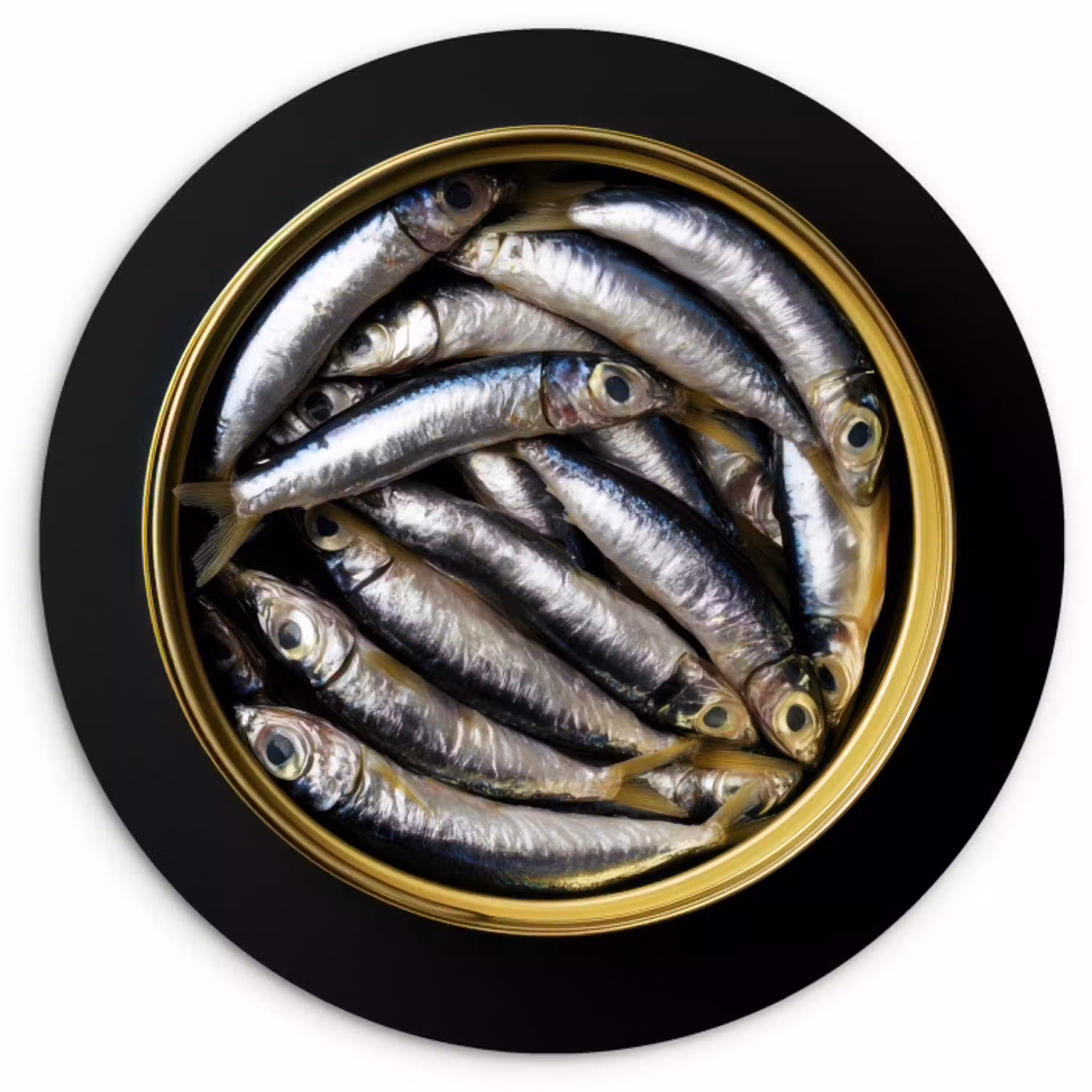 Sardines - Vissen - Rond - Zwart Wandcirkel plexiglas klein -3d