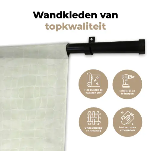 Krokodil - Leer - Ivoorwit Wandkleed katoen klein 269 -sfeer2