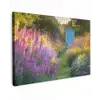 Tuinhuisje - Blauw - Bloemen Tuinposter op houten frame 2 cm dik klein -3d