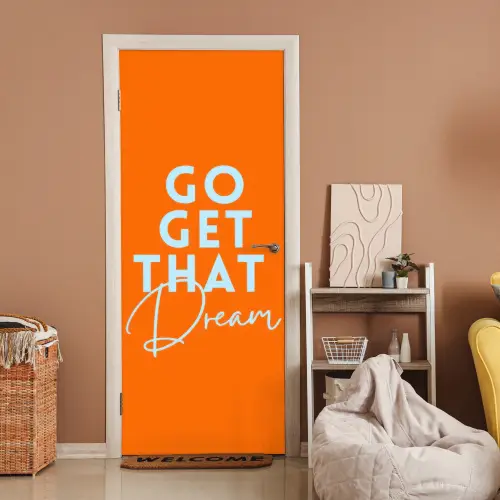 Oranje - Blauw - Go get that dream deurposter klein -sfeer1