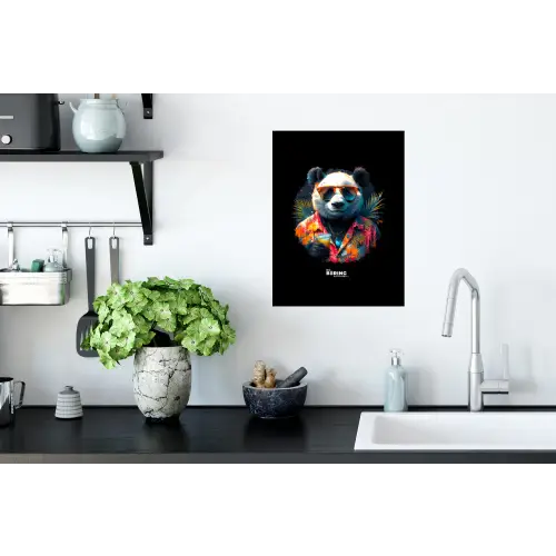 Panda als tropische straatkunst Muursticker klein -keuken