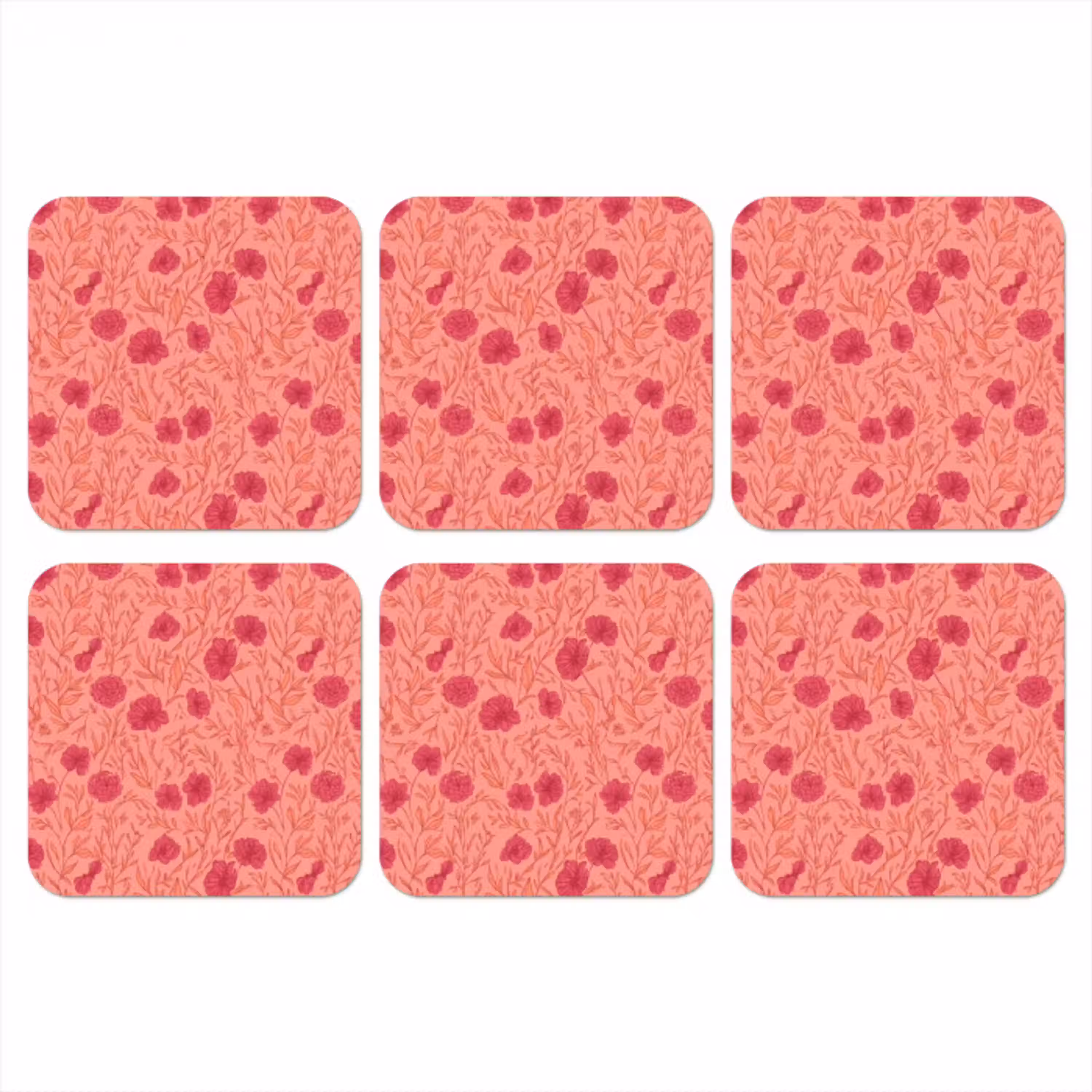Weidebloemen - Romantisch - Roze onderzetter kurk middel 366 -3d