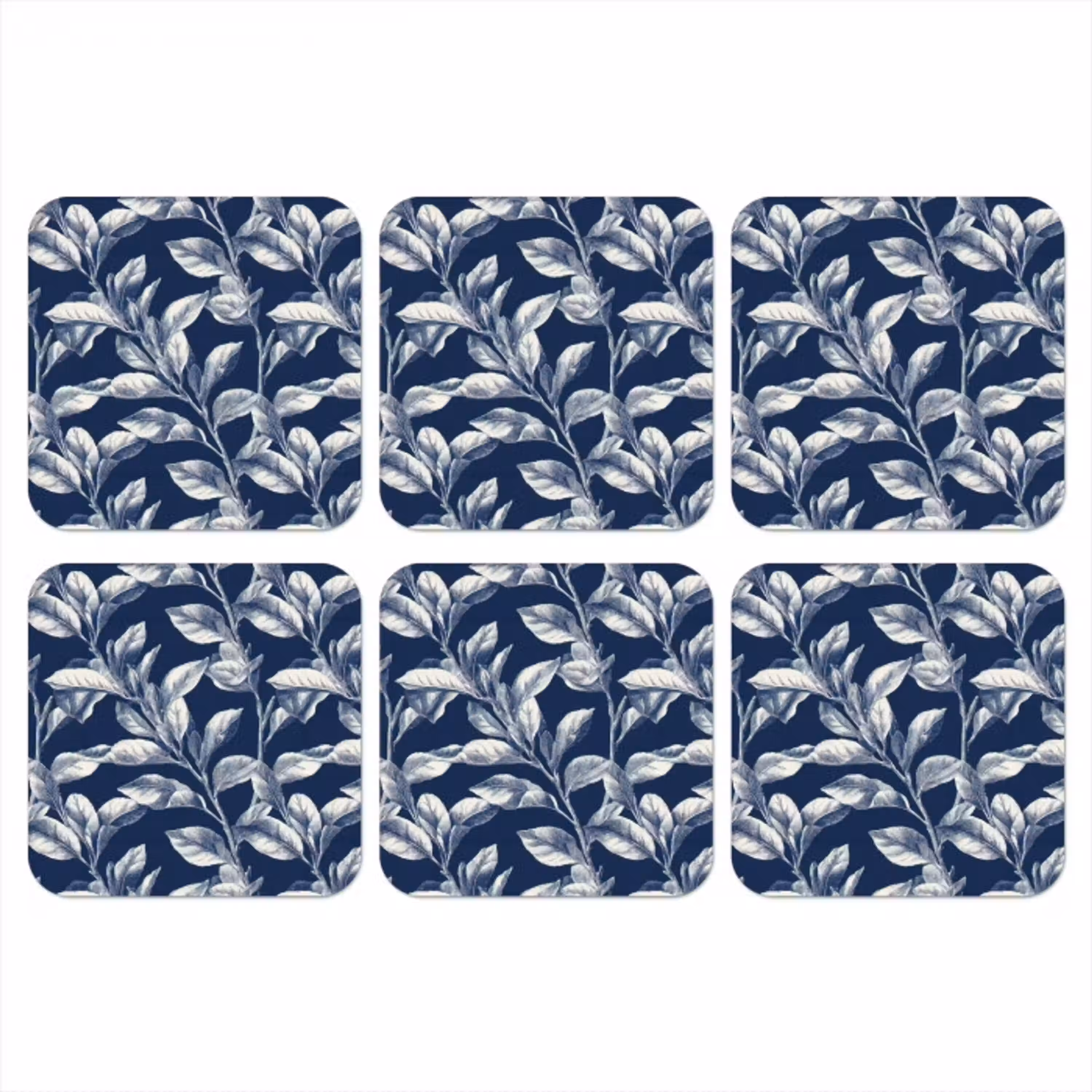Botanisch - Patroon - Blauw onderzetter kurk middel 366 -3d