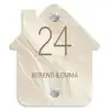 Beige - Marmer - Klassiek Naambord Huisje klein -3d