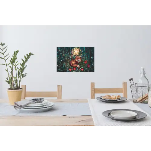 Vos - Mozaïek - Bos - Maan Muursticker klein -eettafel