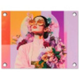 Portret - Vrouw - Abstract - Bloemen tuinposter los doek klein -3d