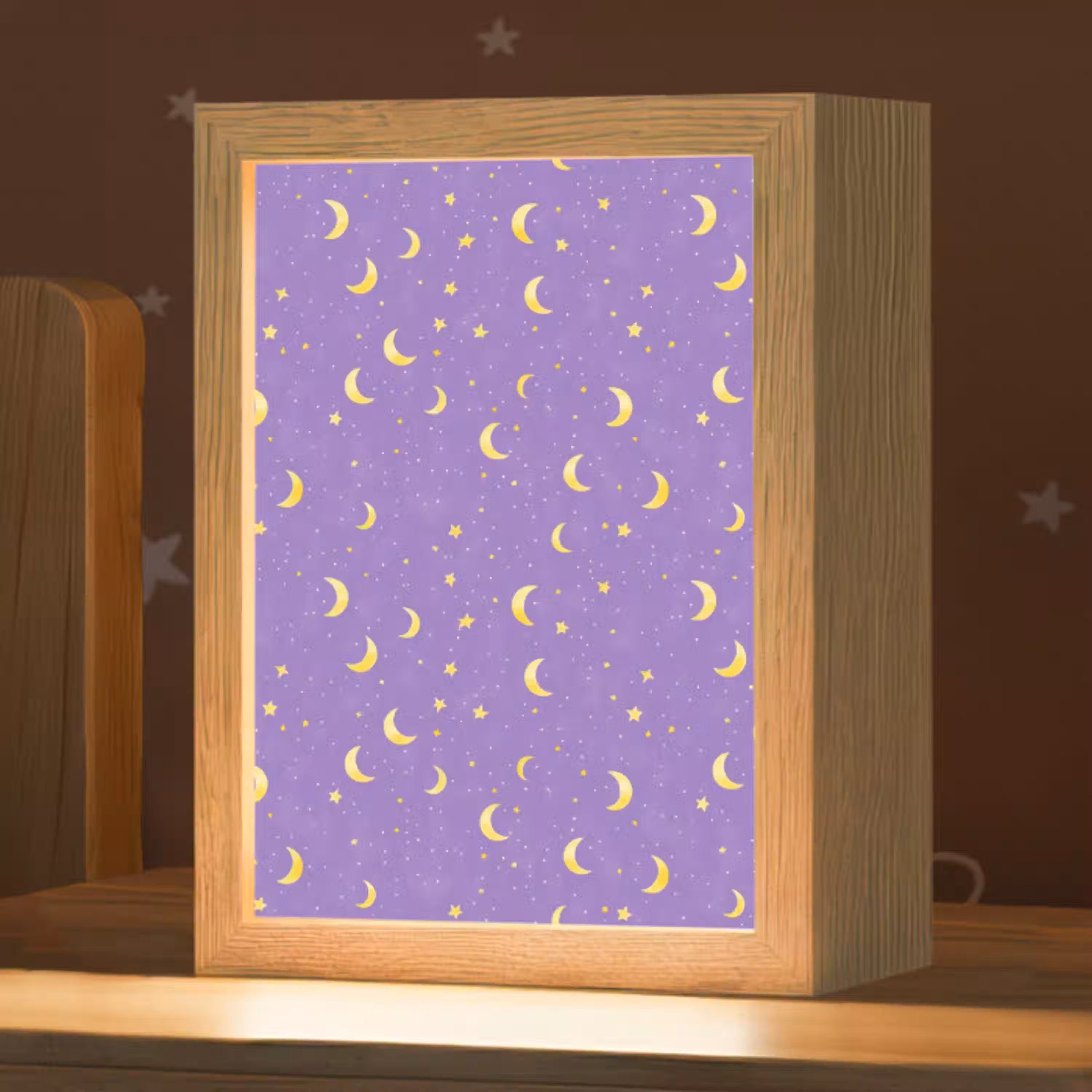 Manen - Sterren - Paars Light Box met kabel (Kinderlampje) klein 904 -zzz_3d_website