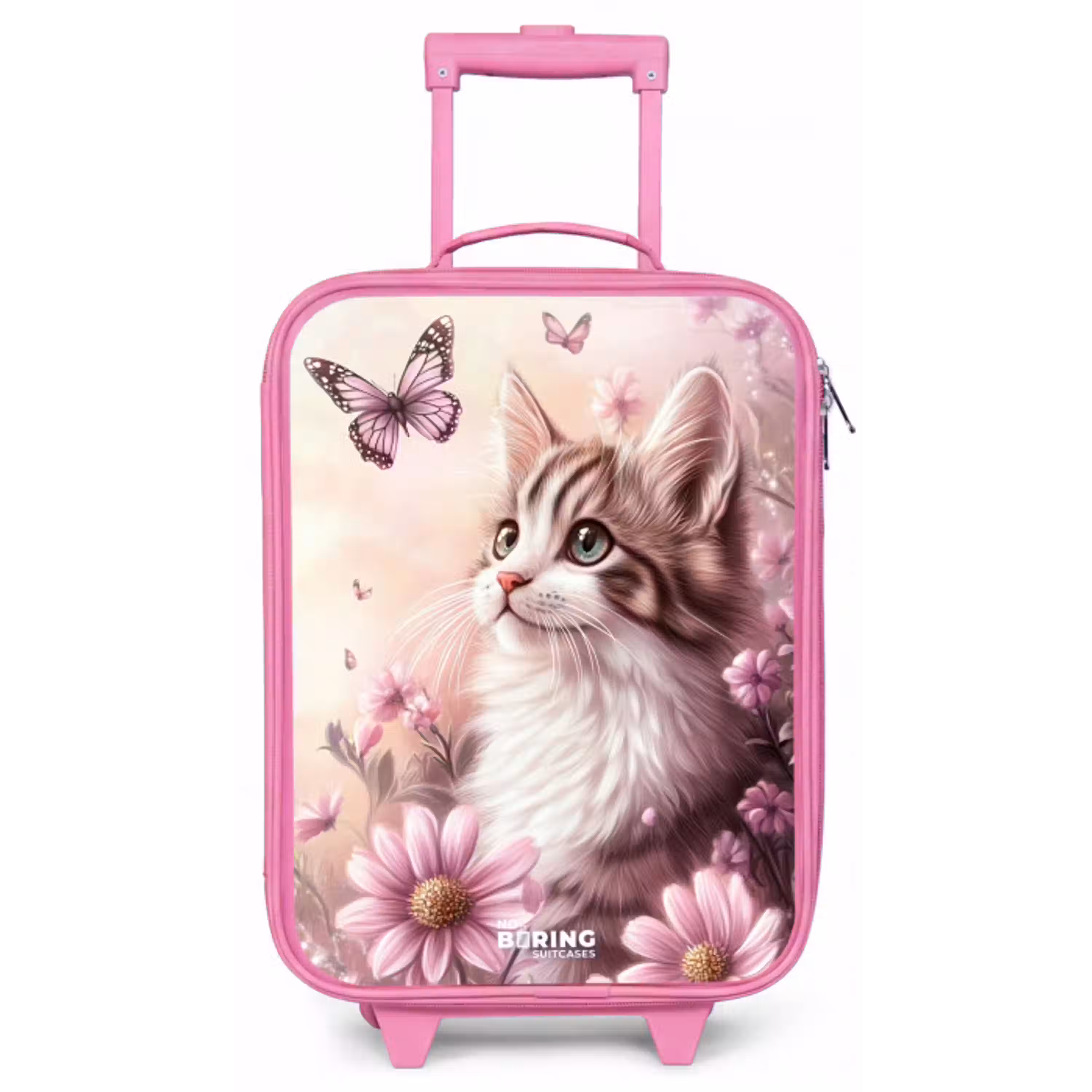 Kat - Paars - Vlinders - Bloemen Kinderkoffer - Roze klein -zz3dotto