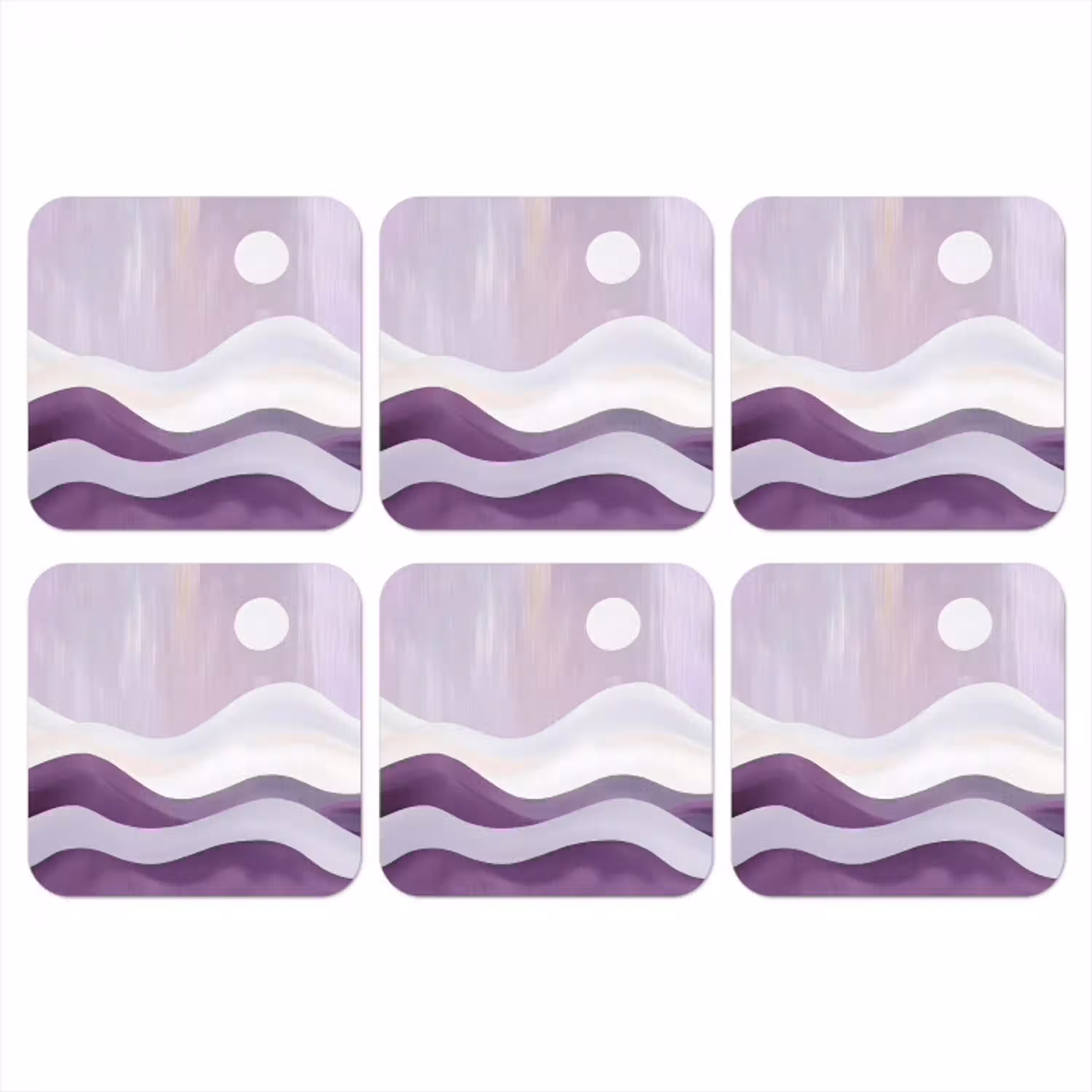 Golven - Heuvels - Abstract - Paars onderzetter kurk middel -3d
