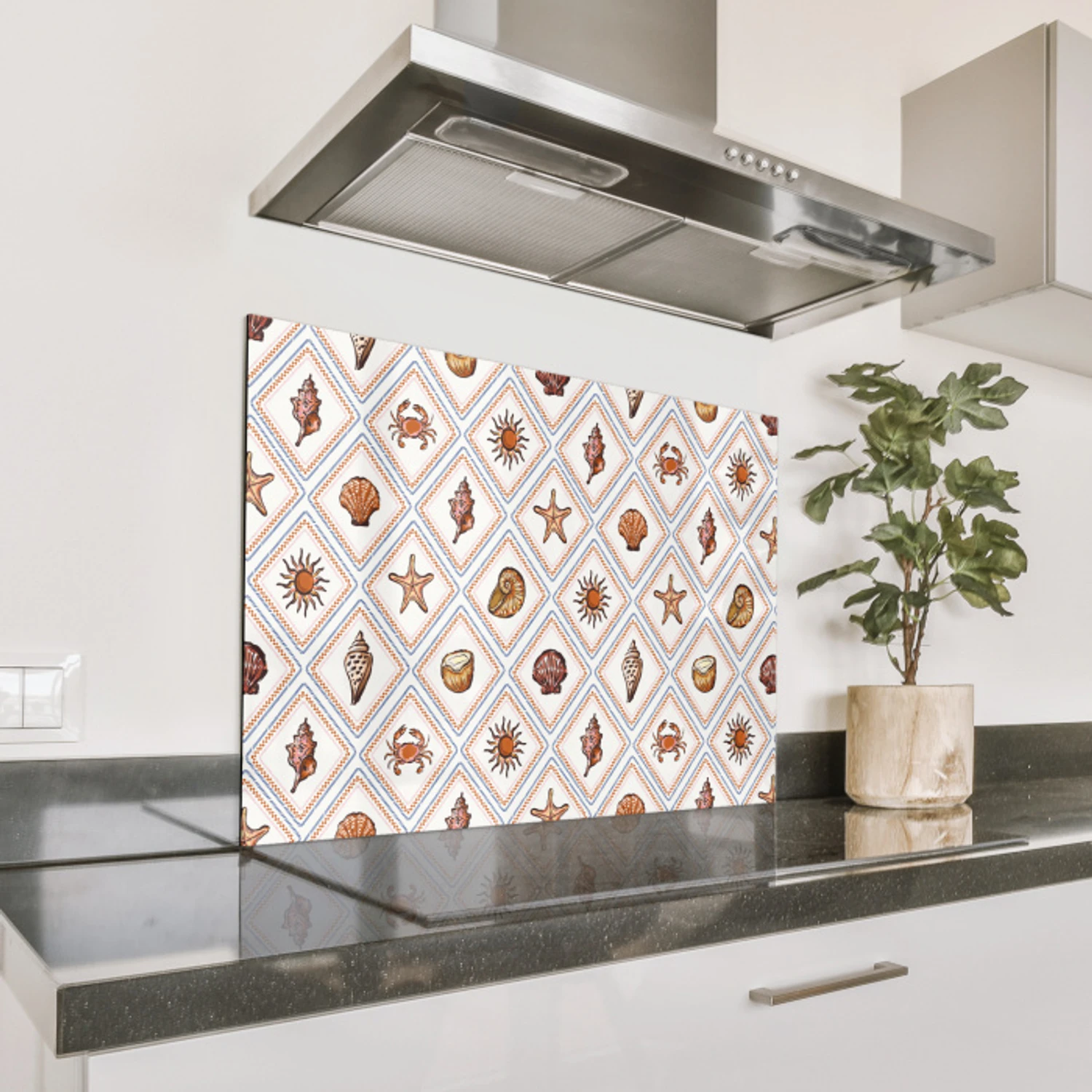 Nostalgisch - Kust - Zee  - Kokosnoot- Schelp - Multi Spatscherm Aluminium middel 423 -zzproduct_nieuw