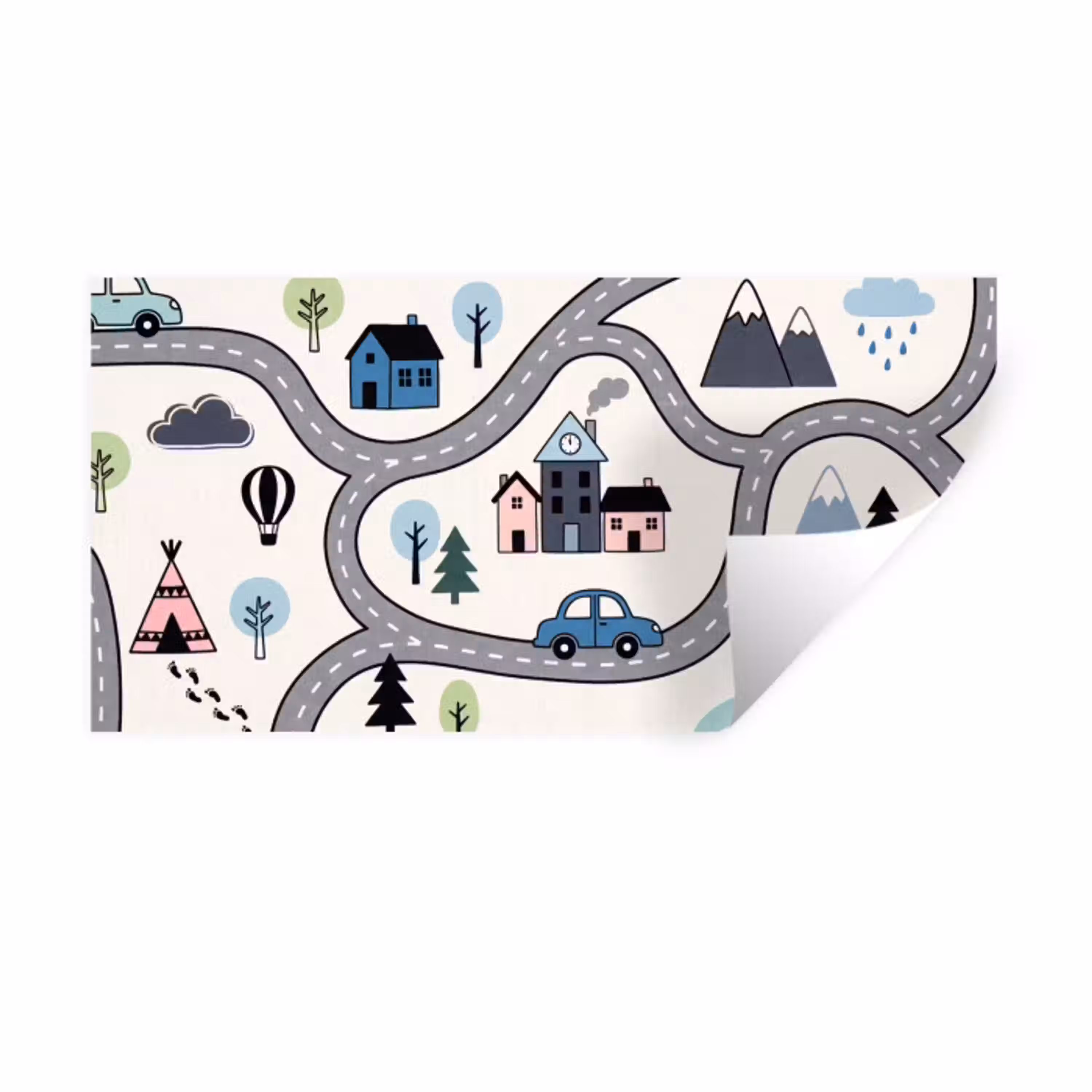 Kaart - Stad - Kindvriendelijk Muursticker klein -3d
