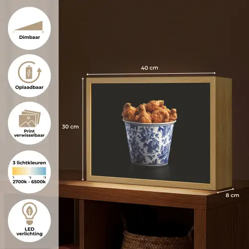 Kip - Bucket - Delfts blauw - Lekker Light Box met batterij (Wandlamp) middel -USP_websiteoverzichtNL
