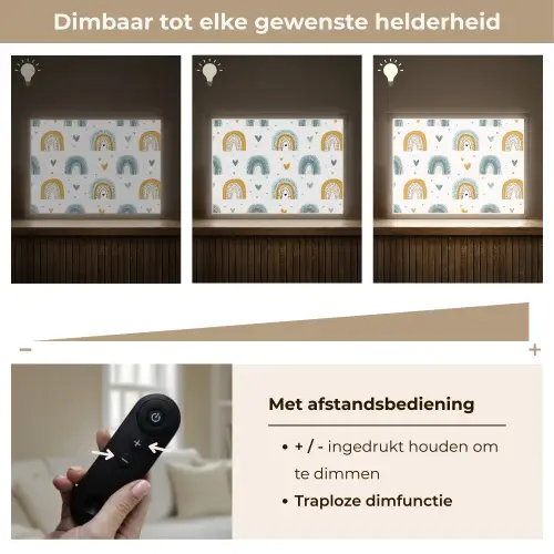 Patroon - Regenboog - Hartjes Light Box met batterij (Wandlamp kind) middel -USP_dimbaarNL