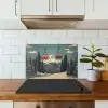 Sneeuw - Skilift - Rood - Bomen keuken achterwand spatscherm klein -sfeer2