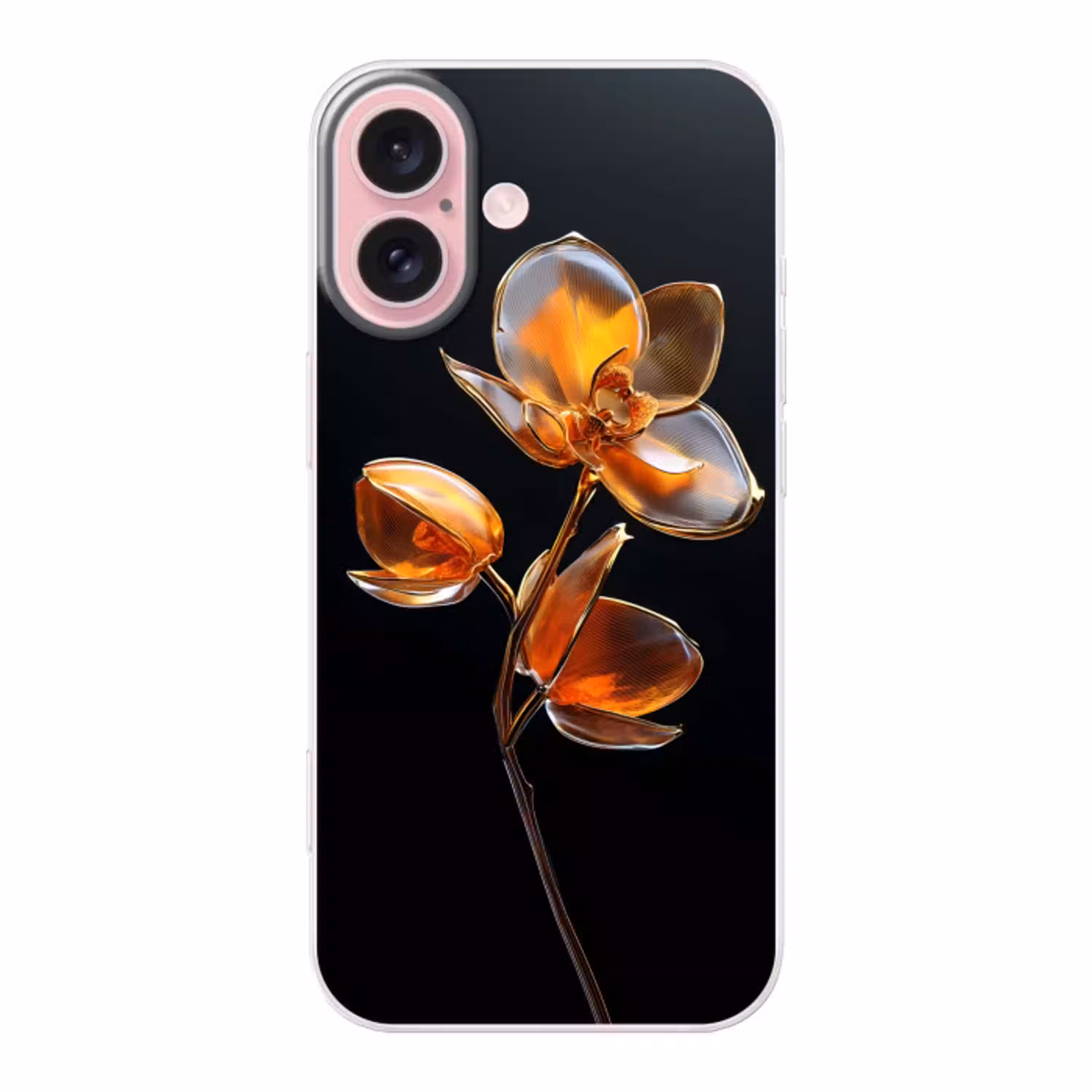 Bloem - Orchidee - Oranje Apple iPhone 16 klein -3d
