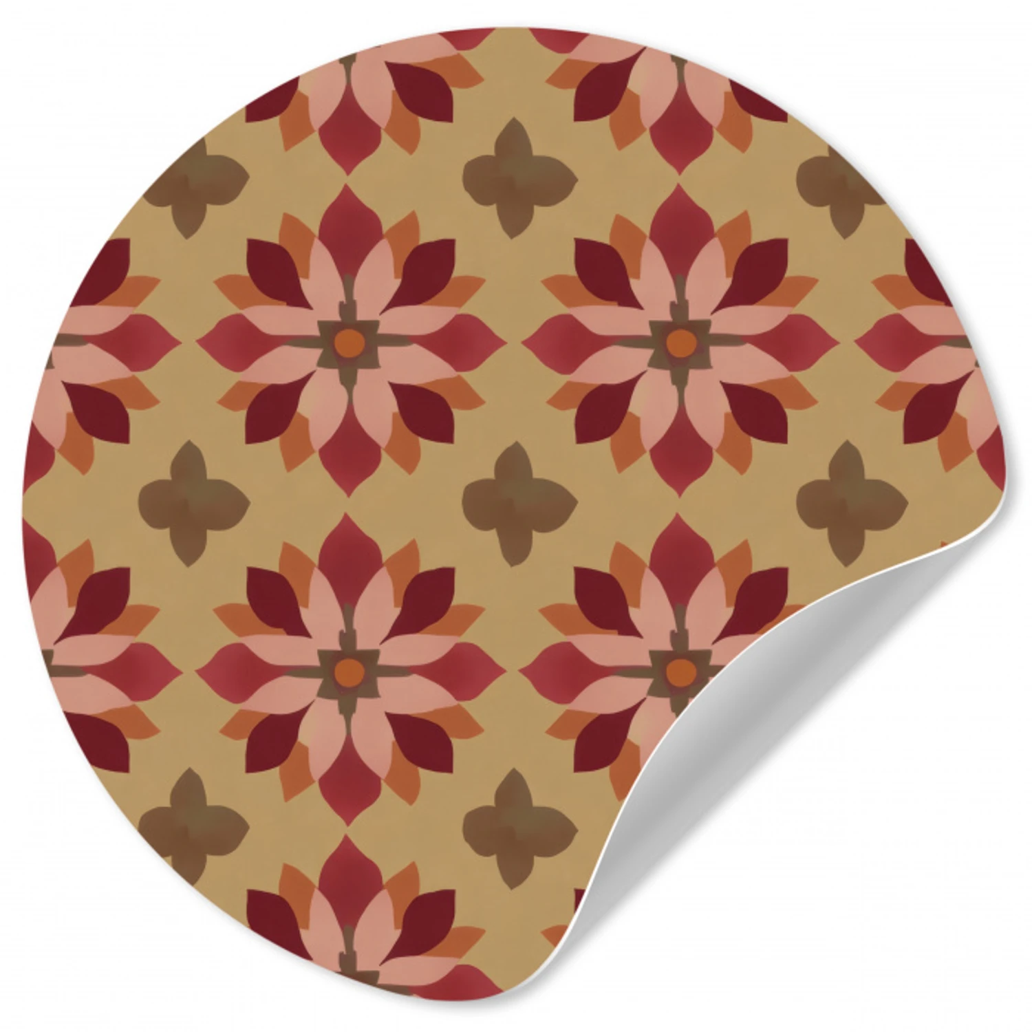 Bloemen - Retro - Groen Wandcirkel behangsticker klein 186 -3d