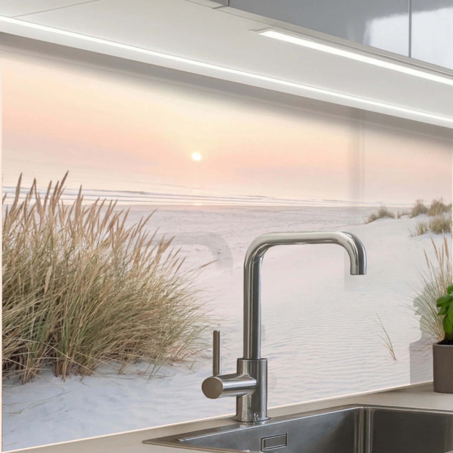 Horizon - Duinlandschap - Zand keuken achterwand 2 middel -zzzz3d_schuin